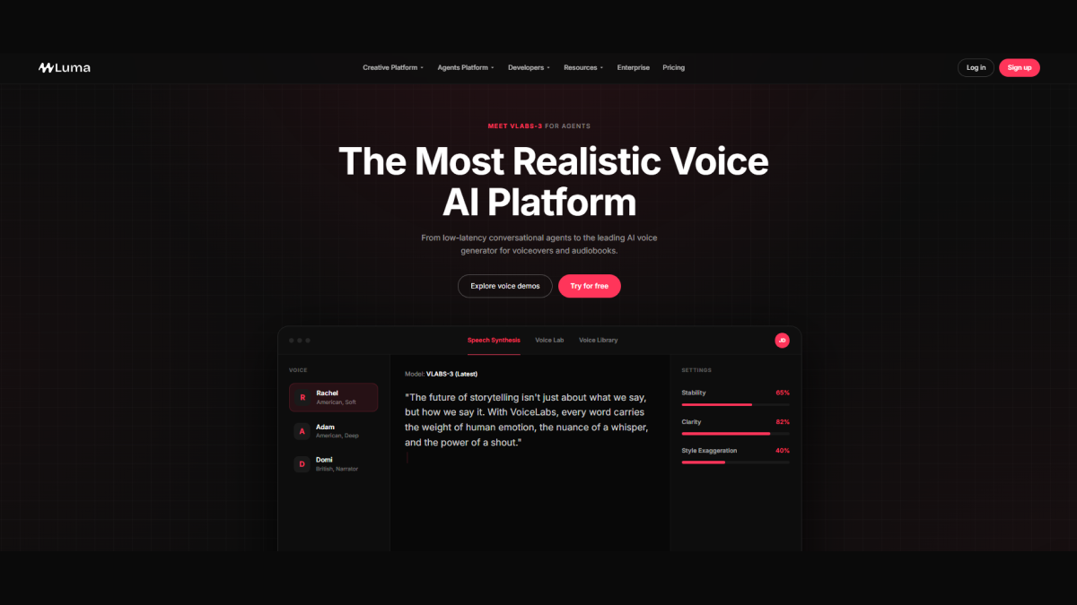 AI Voice Platform Hero Luma